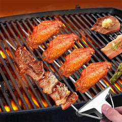 Semi automatic stainless steel barbecue fork