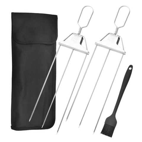 Semi automatic stainless steel barbecue fork