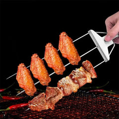 Semi automatic stainless steel barbecue fork