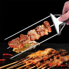 Semi automatic stainless steel barbecue fork