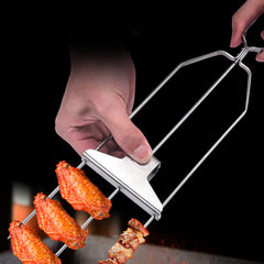 Semi automatic stainless steel barbecue fork