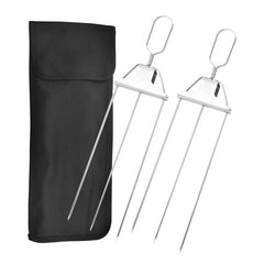 Semi automatic stainless steel barbecue fork